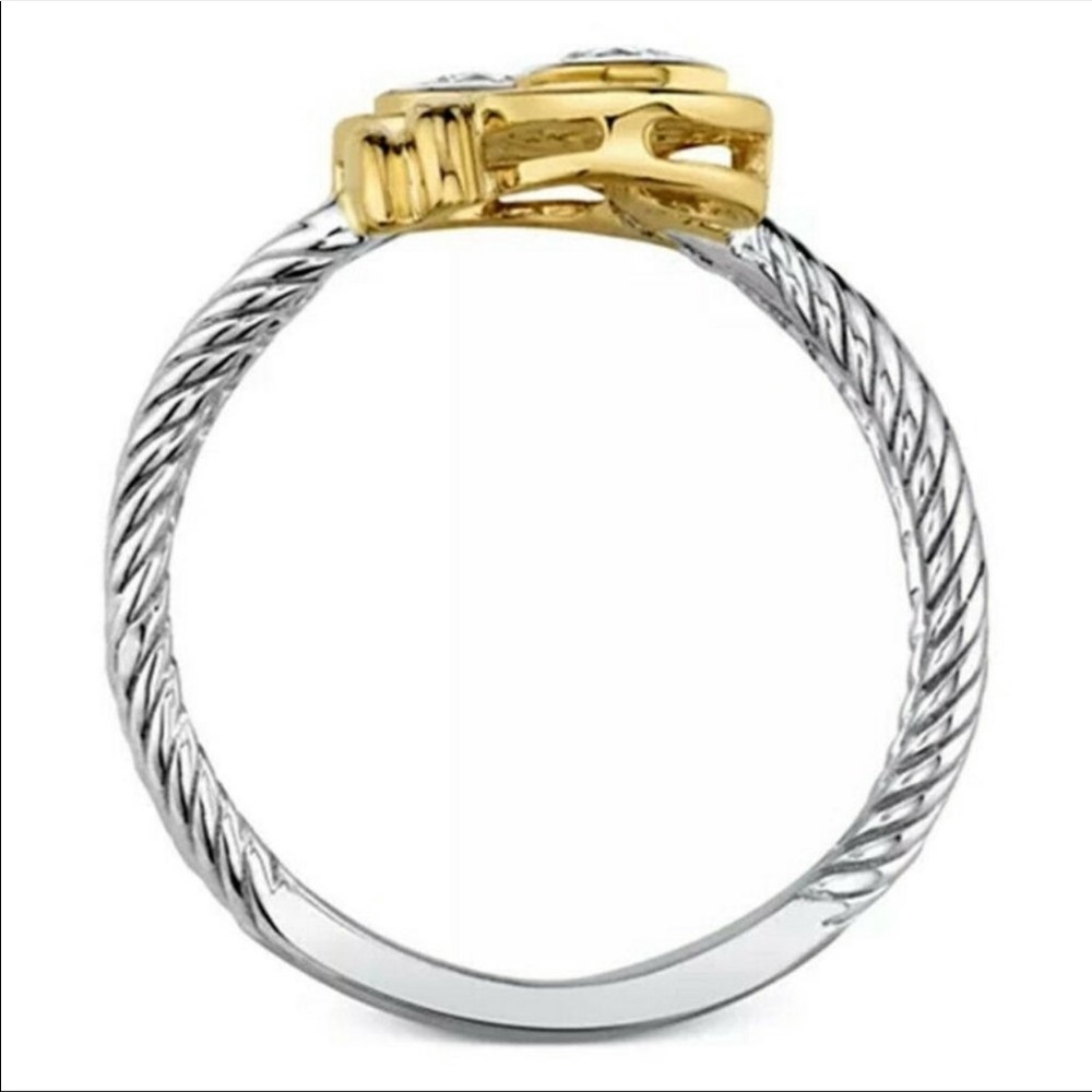 New Women’s Two Tone 925 Silver Sapphire Ring - Picture 4 of 5